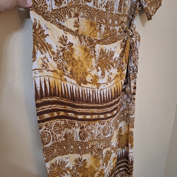 Avenue Womens Boho Floral Print Dress Size 16 Tall Retro Hawaii Tropical - Picture 3 of 11